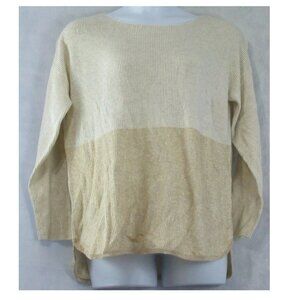 INC Women's Plus Size Colorblocked Metallic Pullover Sweater, Beige, 0X